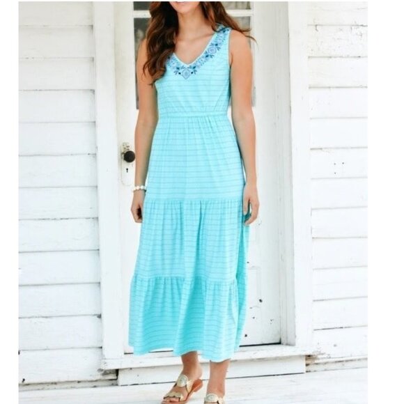 Cabana Life Dresses & Skirts - CABANA LIFE Naples Embroidered Tiered Maxi Dress/Cover-up LARGE (10-12) nwt $146